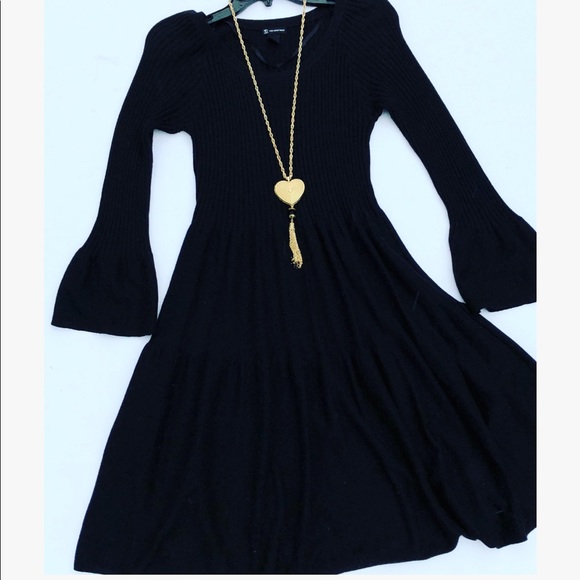 New Directions Dresses & Skirts - Vintage Black Sweater Dress Bell Shape Sleeves